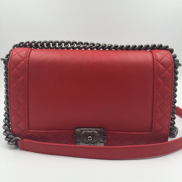 Authentic Chanel  Lambskin Medium Boy Reverso Flap - Picture 8 of 10